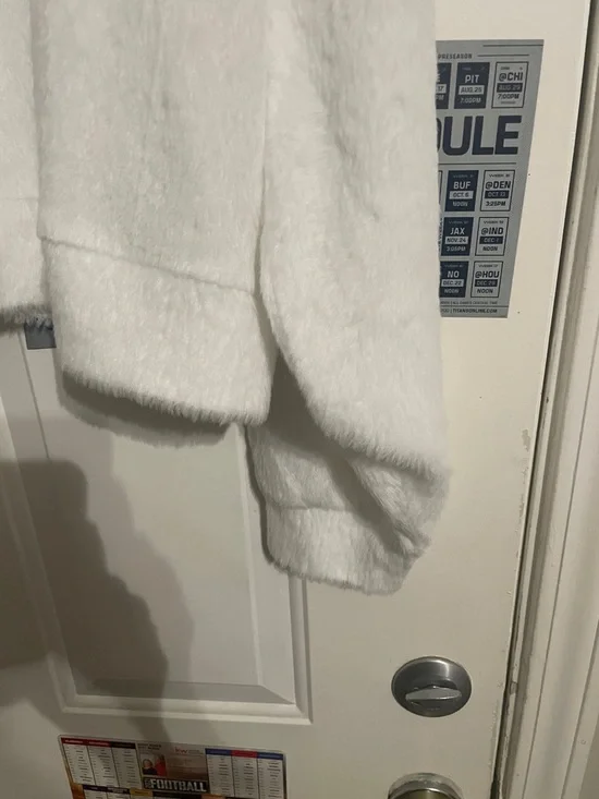 Ohio State Women's White Fuzzy Crewneck Sweater with Embroidered Logo - Picture 3 of 5